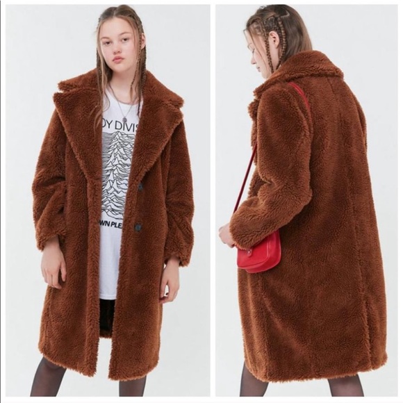 Urban Outfitters Jackets & Blazers - NWOT Urban Outfitters Cognac Brown long teddy coat